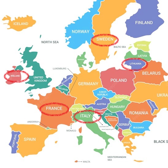 Europe map with partners